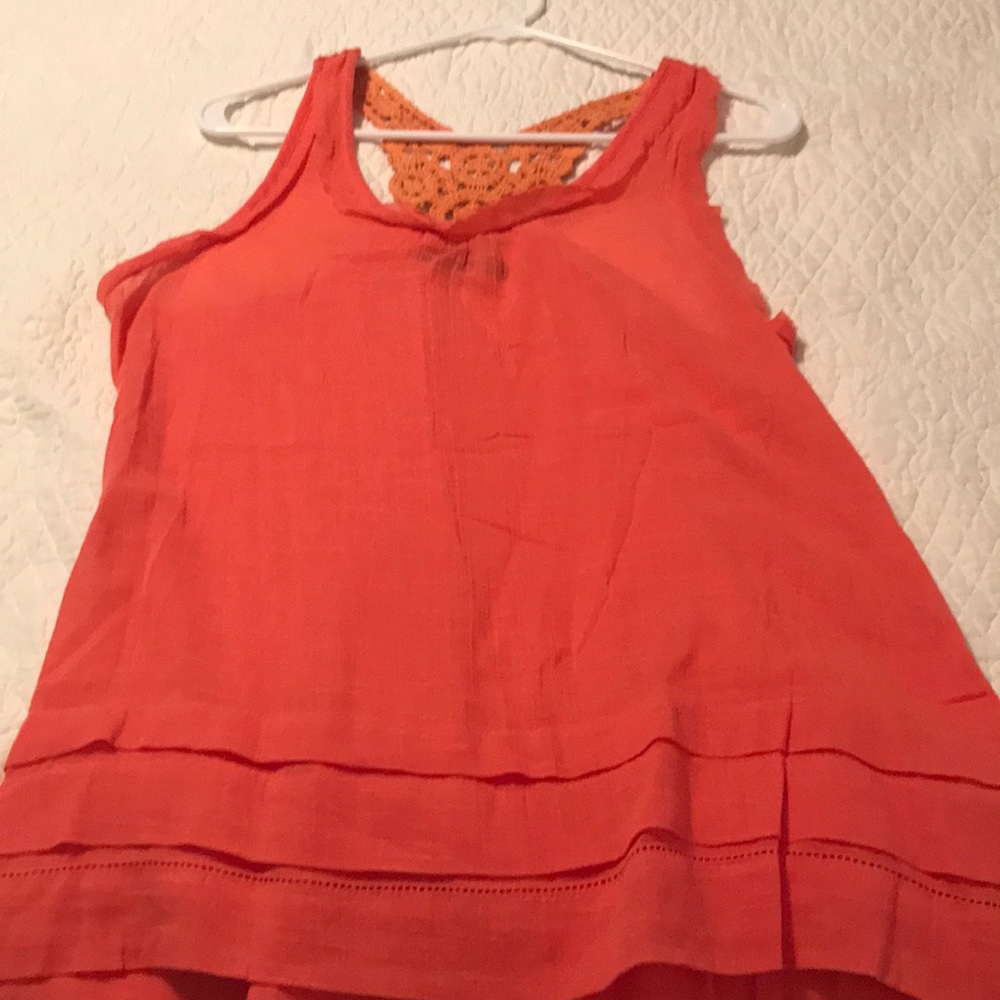 Coral top with crochet back